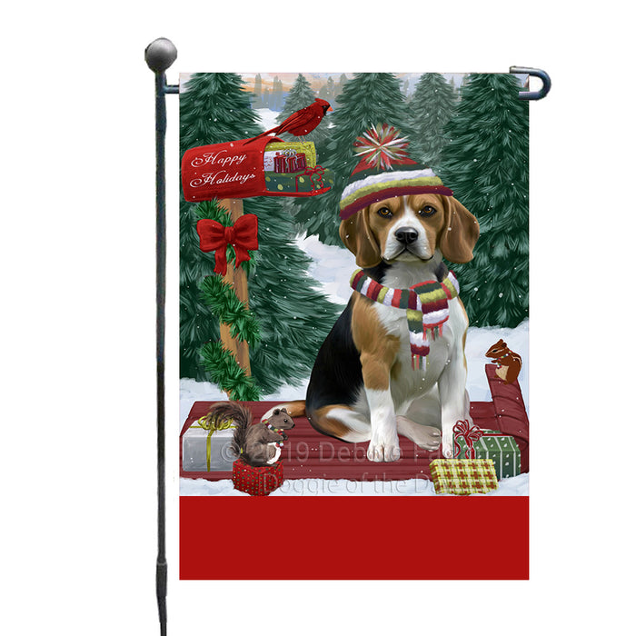 Personalized Merry Christmas Woodland Sled  Beagle Dog Custom Garden Flags GFLG-DOTD-A61492