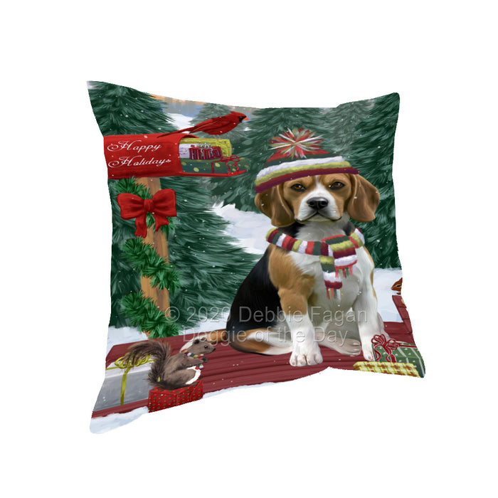 Christmas Woodland Sled Beagle Dog Pillow with Top Quality High-Resolution Images - Ultra Soft Pet Pillows for Sleeping - Reversible & Comfort - Ideal Gift for Dog Lover - Cushion for Sofa Couch Bed - 100% Polyester, PILA93538