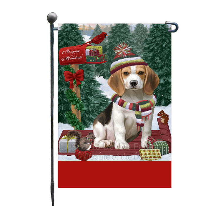 Personalized Merry Christmas Woodland Sled  Beagle Dog Custom Garden Flags GFLG-DOTD-A61493
