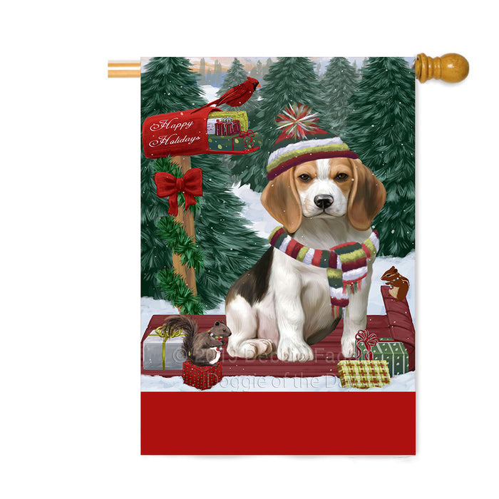 Personalized Merry Christmas Woodland Sled Beagle Dog Custom House Flag FLG-DOTD-A61549