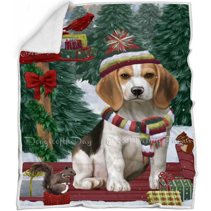 Merry Christmas Woodland Sled Beagle Dog Blanket BLNKT142695
