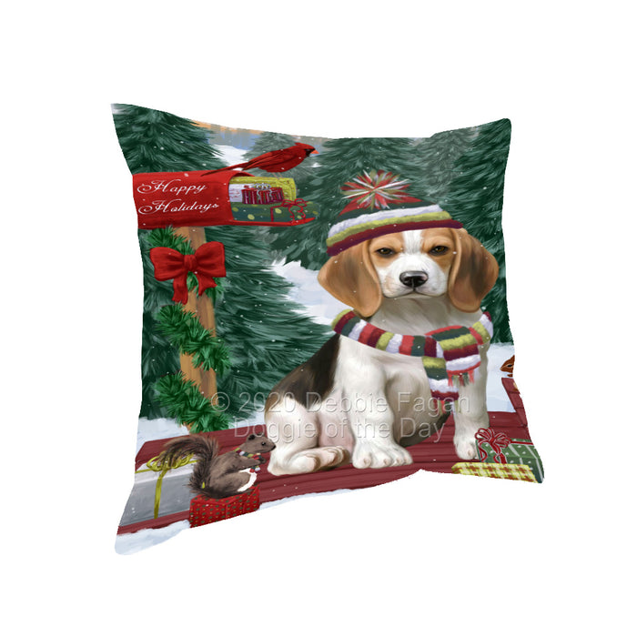 Christmas Woodland Sled Beagle Dog Pillow with Top Quality High-Resolution Images - Ultra Soft Pet Pillows for Sleeping - Reversible & Comfort - Ideal Gift for Dog Lover - Cushion for Sofa Couch Bed - 100% Polyester, PILA93541