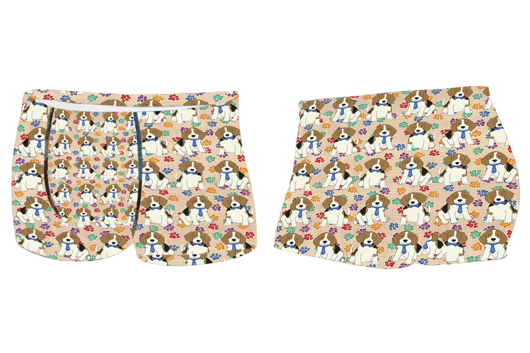 Rainbow Paw Print Beagle Dogs BlueMen's All Over Print Boxer Briefs