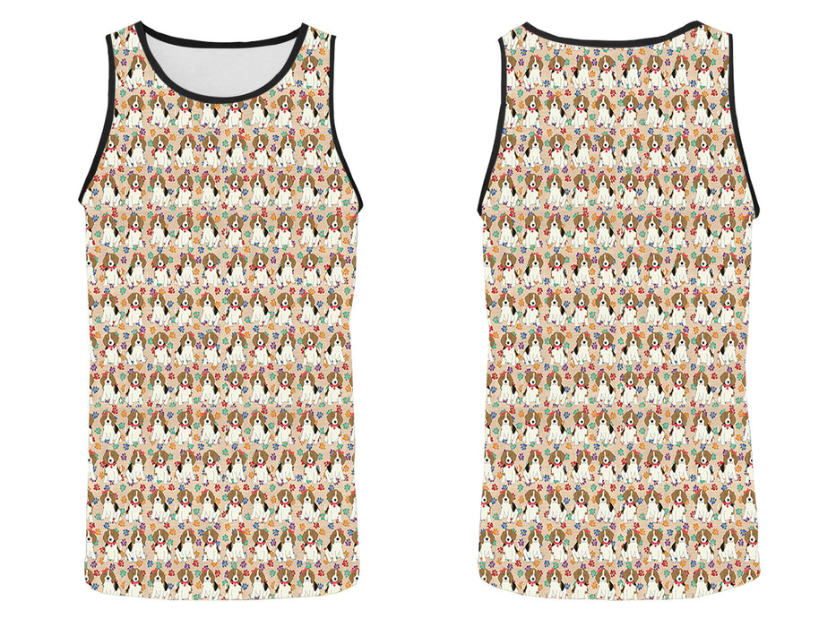 Rainbow Paw Print Beagle Dogs Red All Over Print   Men's Tank Top