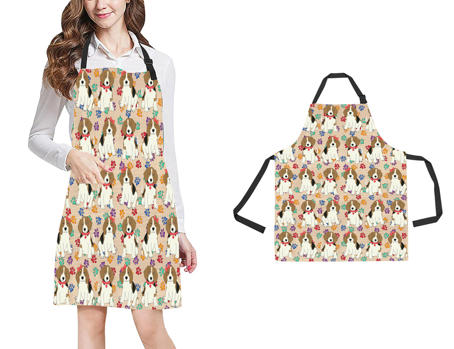 Rainbow Paw Print Beagle Dogs Red All Over Print Adjustable Apron