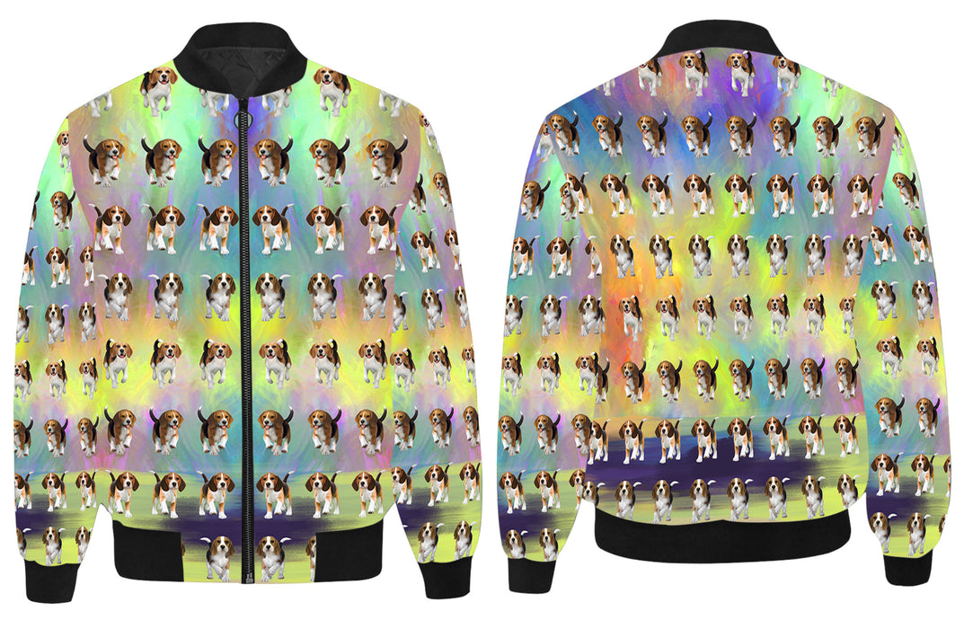 Paradise Wave Beagle Dogs All Over Print Quilted Bomber Men's Jacket