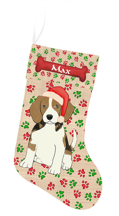 Pet Name Personalized Christmas Paw Print Beagle Dogs Stocking
