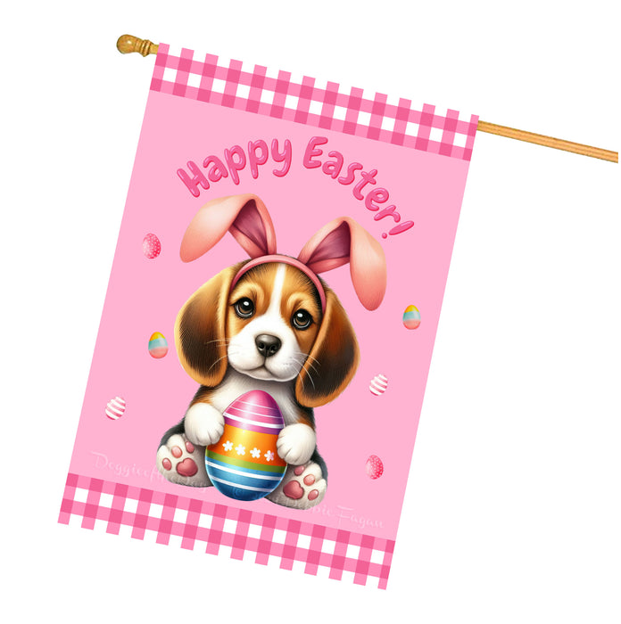 Beagle Dog Easter Day House Flags with Multi Design - Double Sided Easter Festival Gift for Home Decoration  - Holiday Dogs Flag Decor 28" x 40"