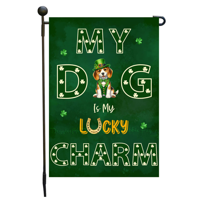 St. Patrick's Day Beagle Irish Dog Garden Flags with Lucky Charm Design - Double Sided Yard Garden Festival Decorative Gift - Holiday Dogs Flag Decor 12 1/2"w x 18"h