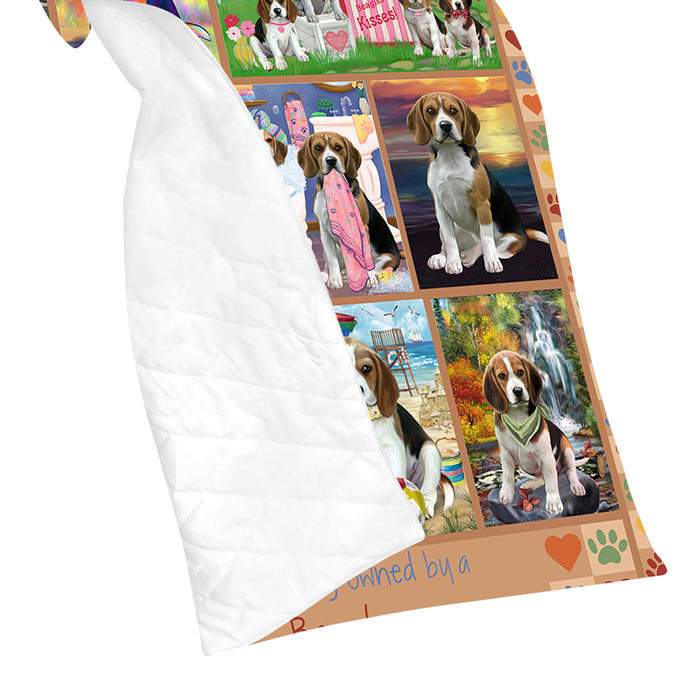 Love is Being Owned Beagle Dog Beige Quilt