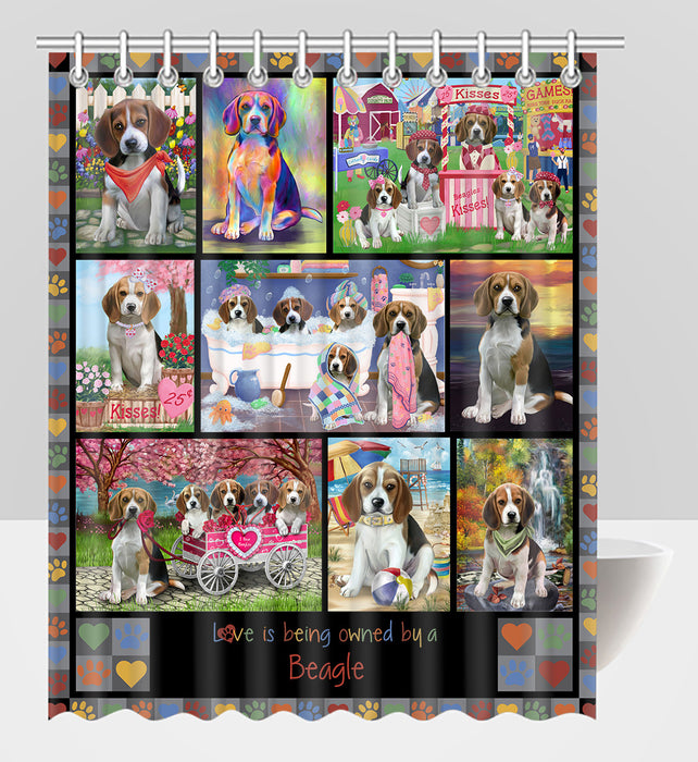 Love is Being Owned Beagle Dog Grey Shower Curtain
