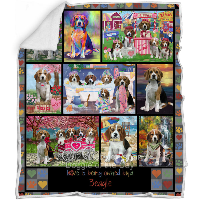Love is Being Owned Beagle Dog Grey Blanket BLNKT136983