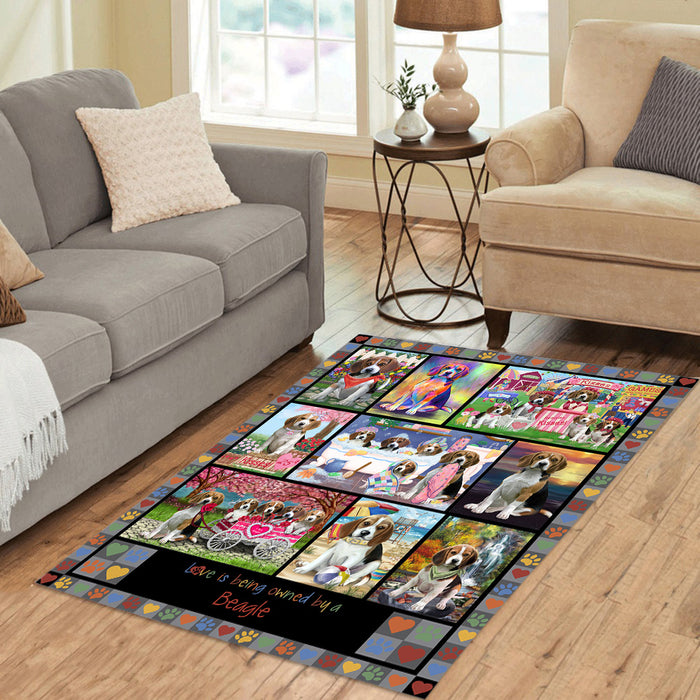 Love is Being Owned Beagle Dog Grey Area Rug