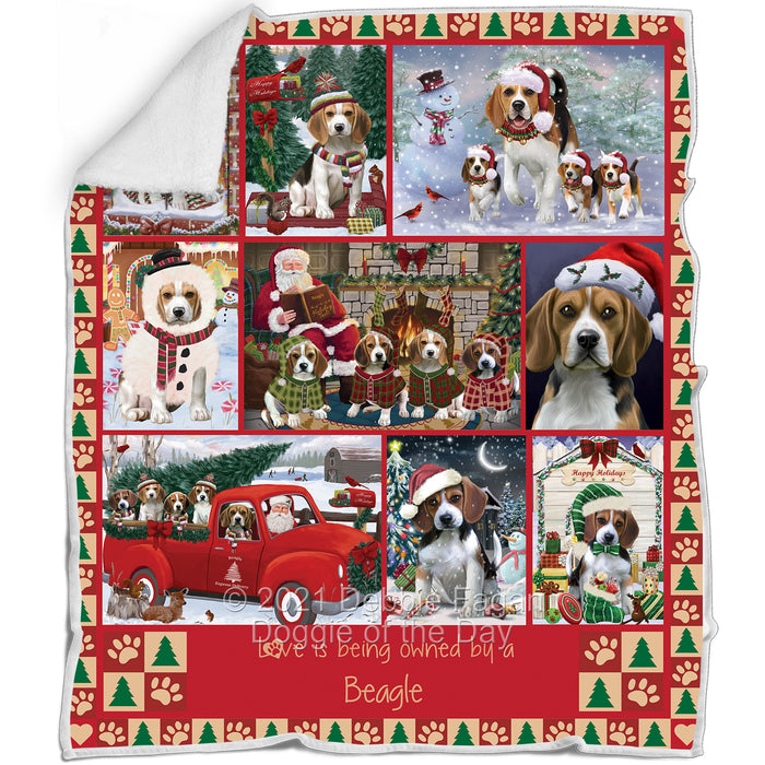 Love is Being Owned Christmas Beagle Dogs Blanket BLNKT143439