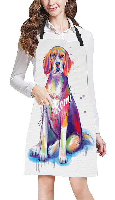 Custom Pet Name Personalized Watercolor Beagle Dog Apron
