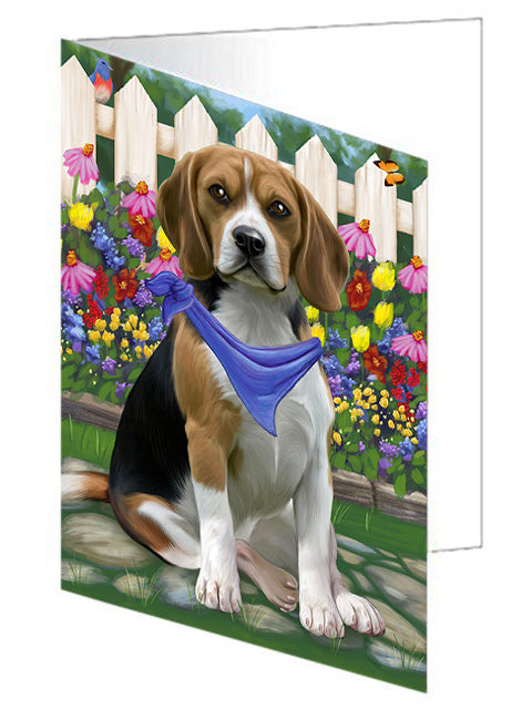 Spring Floral Beagle Dog Handmade Artwork Assorted Pets Greeting Cards and Note Cards with Envelopes for All Occasions and Holiday Seasons GCD53381