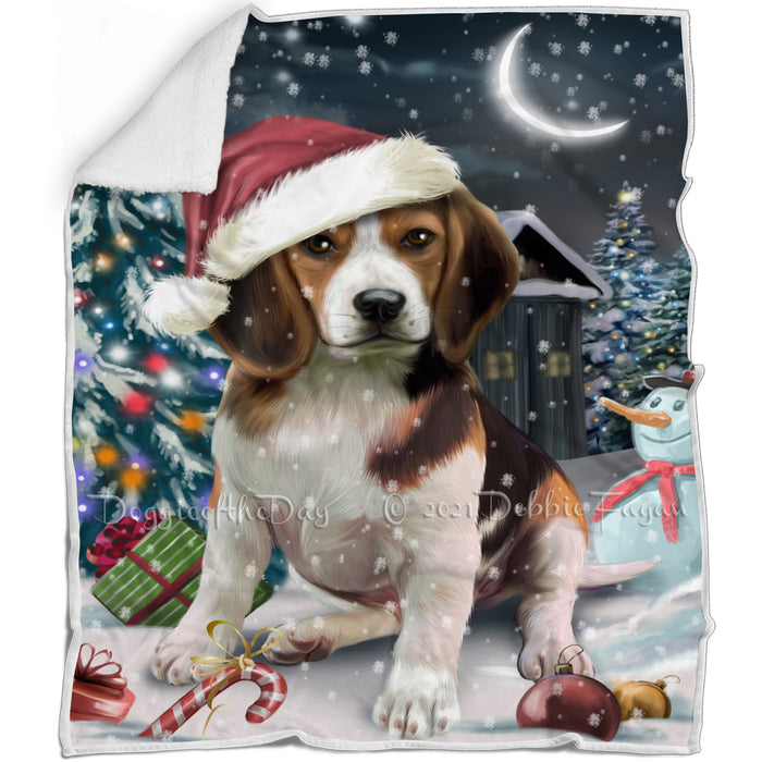 Have a Holly Jolly Christmas Beagle Dog in Holiday Background Blanket D062