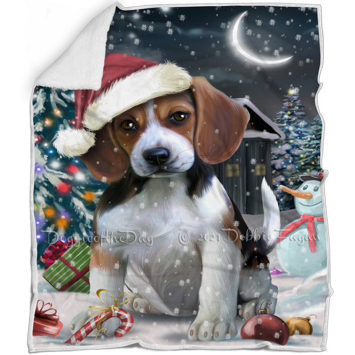 Have a Holly Jolly Christmas Beagle Dog in Holiday Background Blanket D063