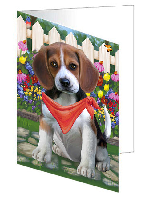 Spring Dog House Beagles Dog Handmade Artwork Assorted Pets Greeting Cards and Note Cards with Envelopes for All Occasions and Holiday Seasons GCD53378