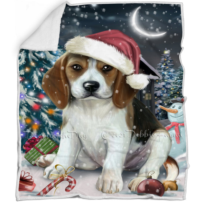 Have a Holly Jolly Christmas Beagle Dog in Holiday Background Blanket D064