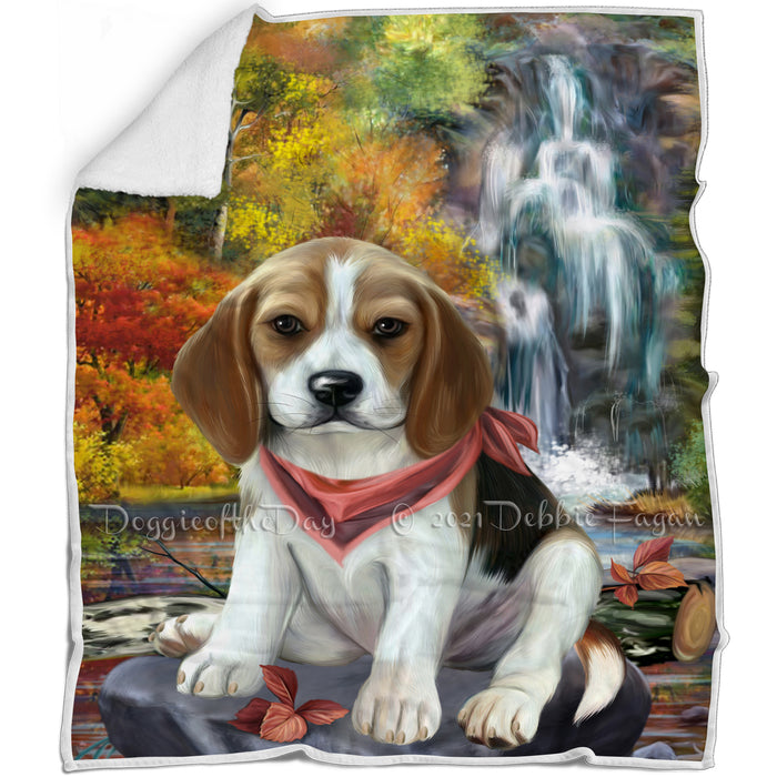 Scenic Waterfall Beagle Dog Blanket BLNKT83145