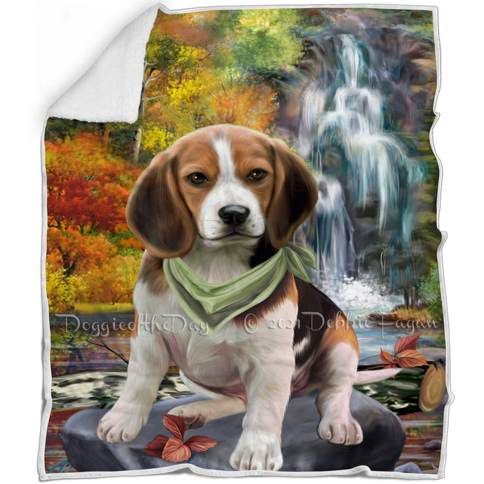 Scenic Waterfall Beagle Dog Blanket BLNKT83163