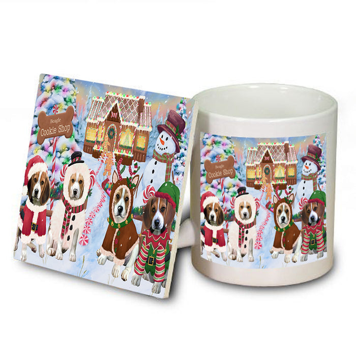 Holiday Gingerbread Cookie Shop Beagles Dog Mug and Coaster Set MUC56094