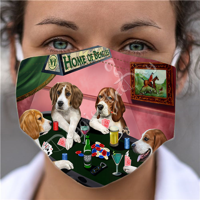 Home of Beagle Dogs Playing Poker Face Mask FM49764