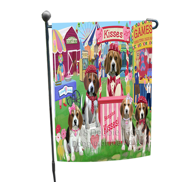 Carnival Kissing Booth Beagles Dog Garden Flag GFLG56328