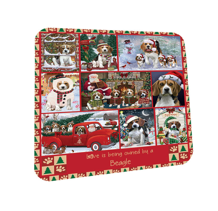 Love is Being Owned Christmas Beagle Dogs Coasters Set of 4 CST57154
