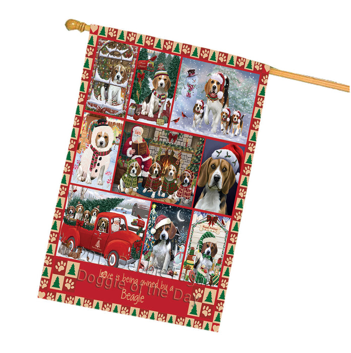 Love is Being Owned Christmas Beagle Dogs House Flag FLG66035