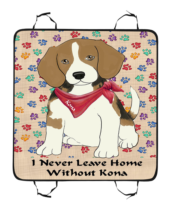 Personalized I Never Leave Home Paw Print Beagle Dogs Pet Back Car Seat Cover