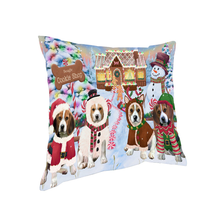 Holiday Gingerbread Cookie Shop Beagles Dog Pillow PIL78700