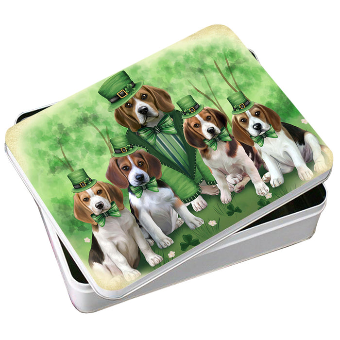 St. Patricks Day Irish Family Portrait Beagles Dog Photo Storage Tin PITN49311