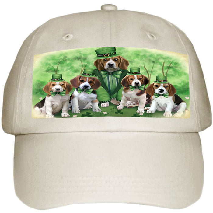 St. Patricks Day Irish Family Portrait Beagles Dog Ball Hat Cap HAT51666