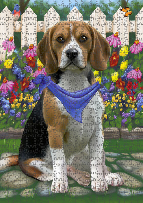 Spring Floral Beagle Dog Puzzle with Photo Tin PUZL53052
