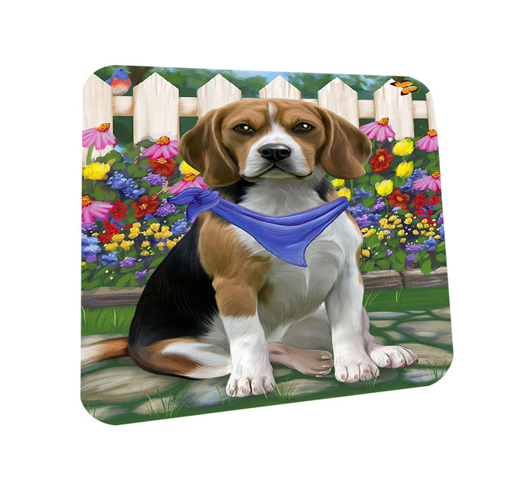Spring Floral Beagle Dog Coasters Set of 4 CST49741