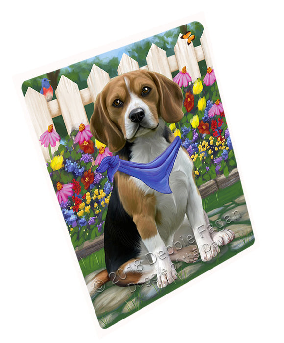 Spring Floral Basset Hound Dog Tempered Cutting Board C53211