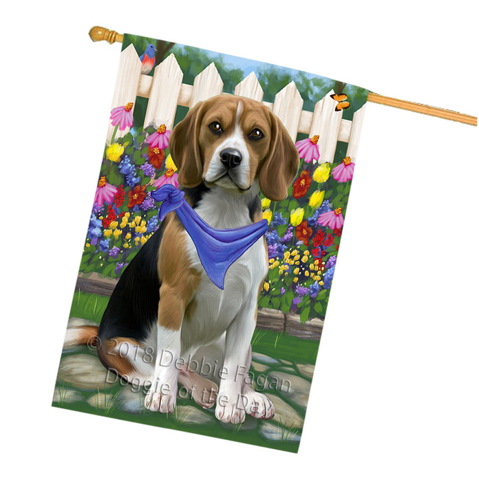 Spring Floral Beagle Dog House Flag FLG49747