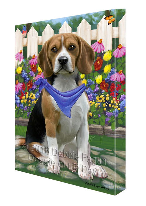 Spring Floral Beagle Dog Canvas Wall Art CVS63790