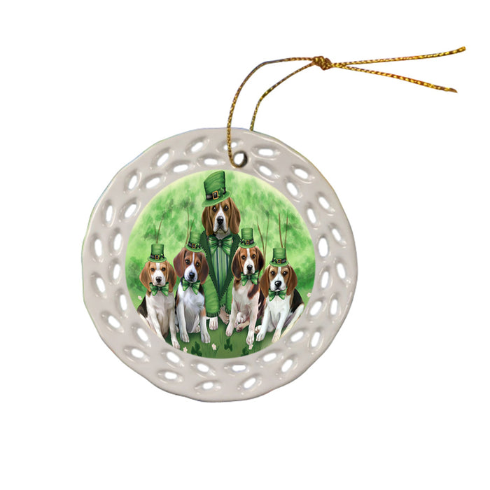 St. Patricks Day Irish Family Portrait Beagles Dog Ceramic Doily Ornament DPOR49311