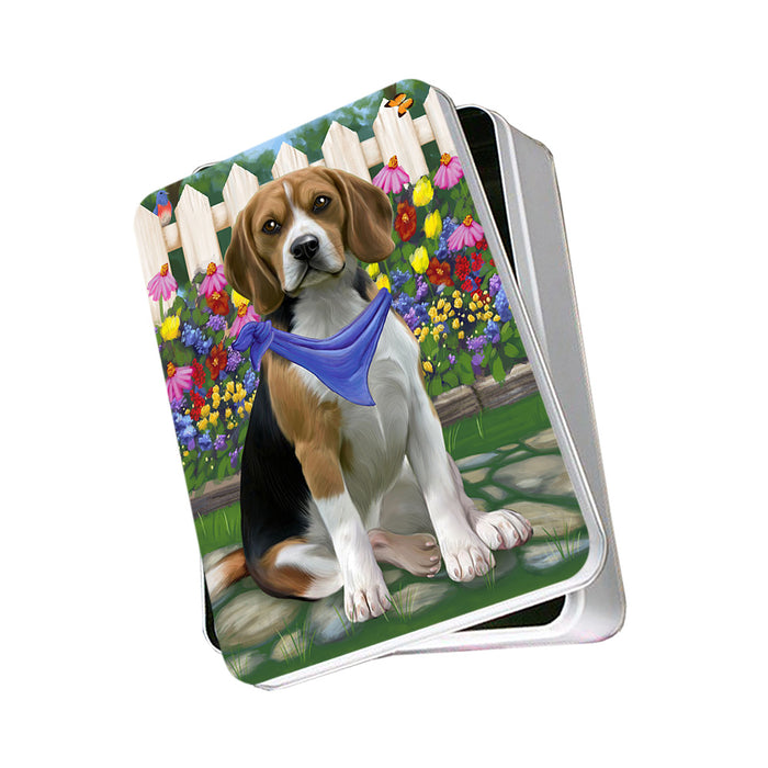 Spring Floral Beagle Dog Photo Storage Tin PITN49782