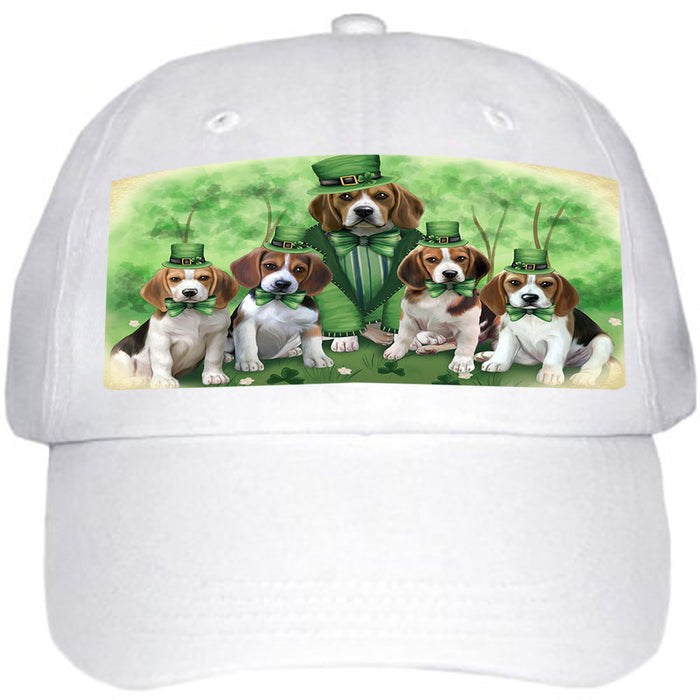 St. Patricks Day Irish Family Portrait Beagles Dog Ball Hat Cap HAT51666