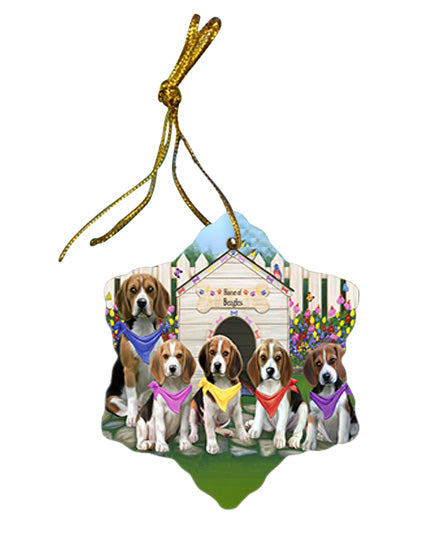 Spring Dog House Beagles Dog Star Porcelain Ornament SPOR49775