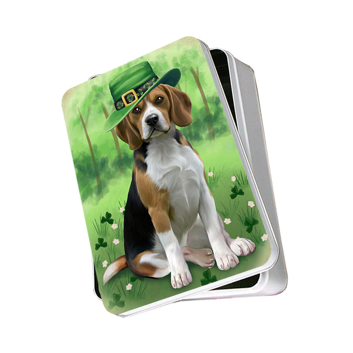 St. Patricks Day Irish Portrait Beagle Dog Photo Storage Tin PITN49312
