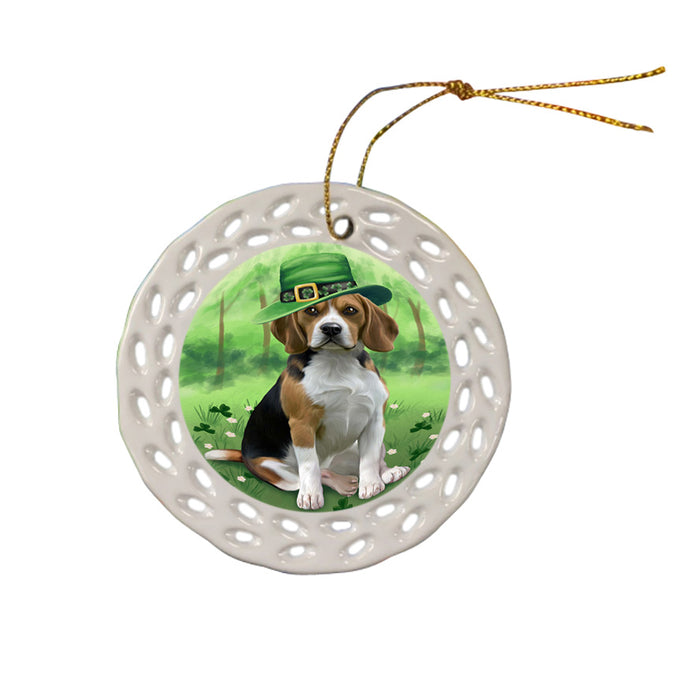 St. Patricks Day Irish Portrait Beagle Dog Ceramic Doily Ornament DPOR49312