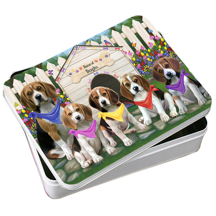 Spring Dog House Beagles Dog Photo Storage Tin PITN49783