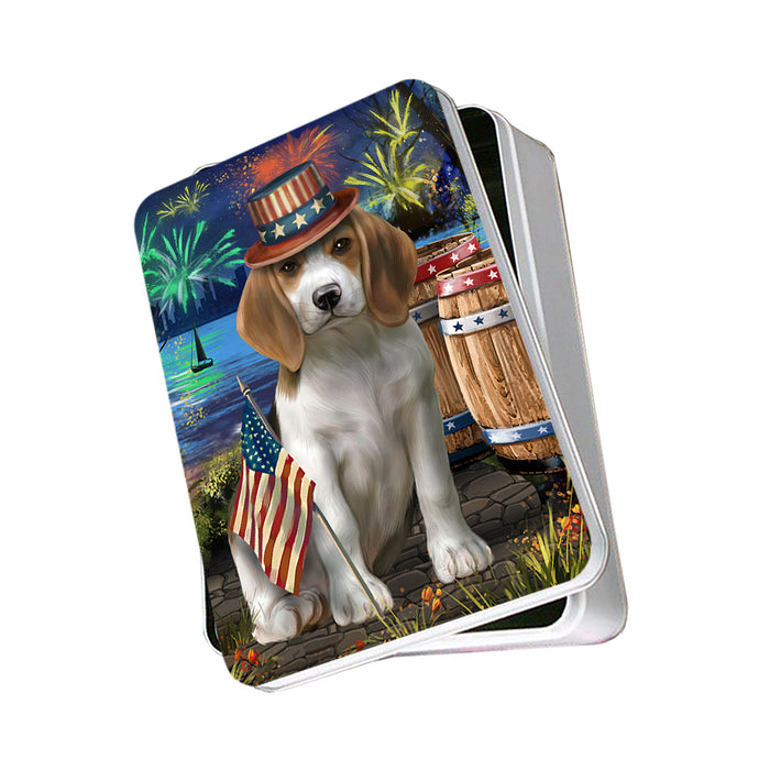 4th of July Independence Day Fireworks Beagle Dog at the Lake Photo Storage Tin PITN50918