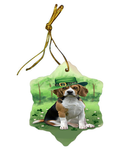 St. Patricks Day Irish Portrait Beagle Dog Star Porcelain Ornament SPOR49304