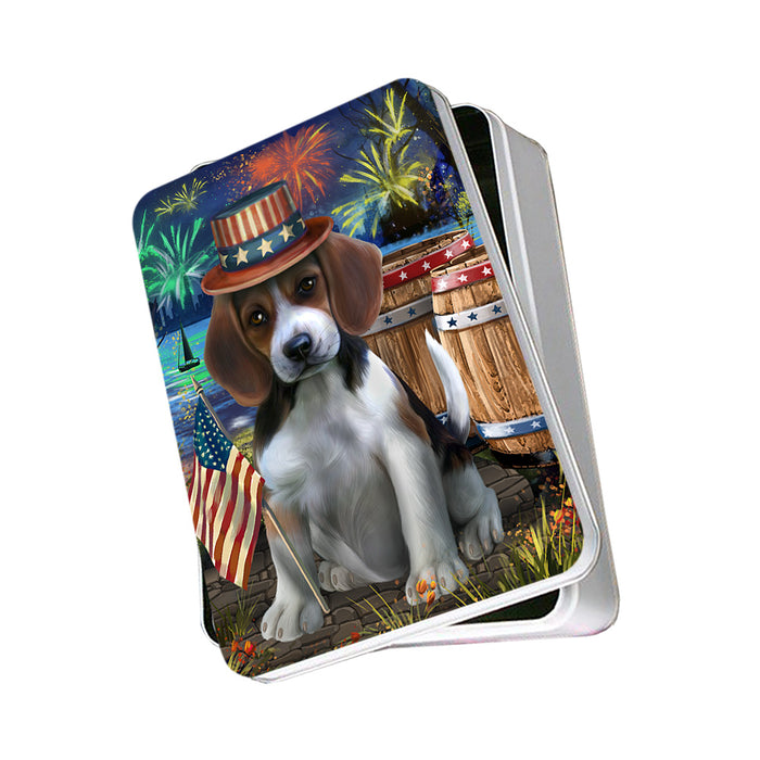 4th of July Independence Day Fireworks Beagle Dog at the Lake Photo Storage Tin PITN50919